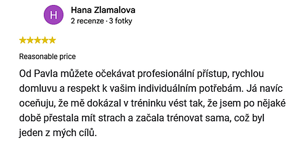 Recenze na Googlu: Hana Zlamalova